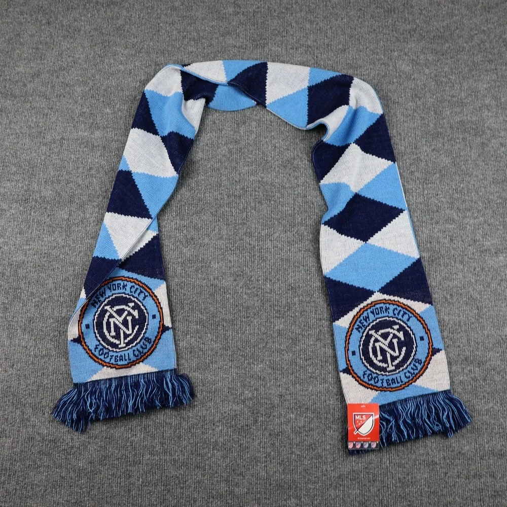 New York City FC Scarf Mens Blue Navy MLS Soccer Knit Acrylic‎ Argyle 60 Inch